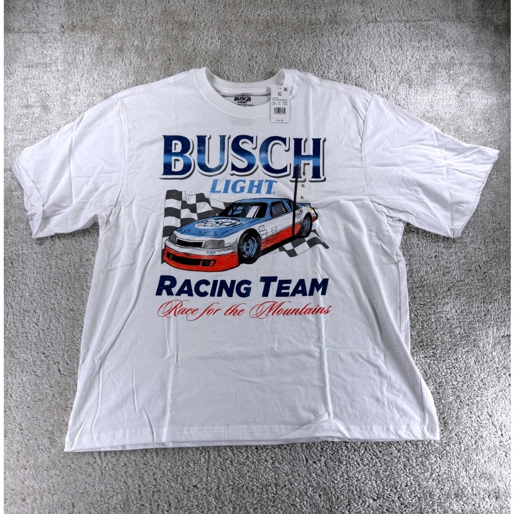 Busch Light Racing Team Graphic T-Shirt White XL Race for the Mountains B4P001